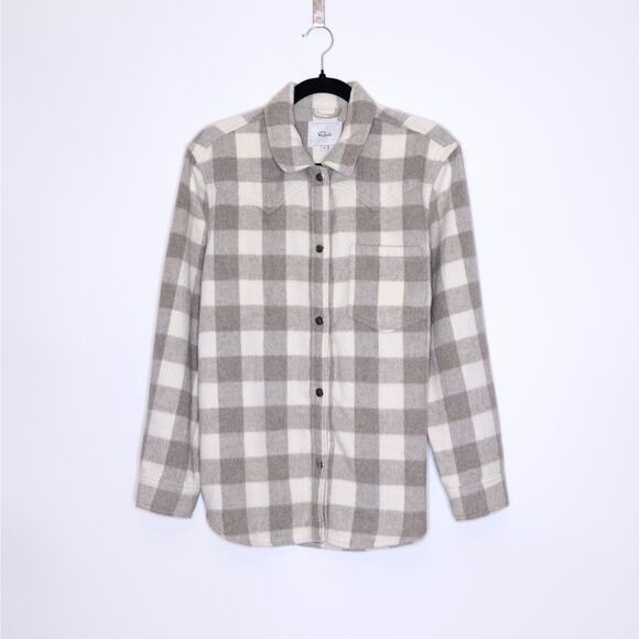 RAILS Tripp Shirt Jacket Ivory Rain Checkered Fleece Flannel Women's M - Picture 1 of 13